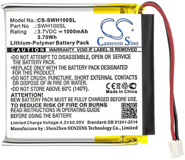 Main image of Cameron Sino Battery for Sony WH-1000MX4, WH-1000xM3, WH-CH710N/B PN: 1588-0911, LIS1662HNPC, SM-03, SP 624038 1000mAh