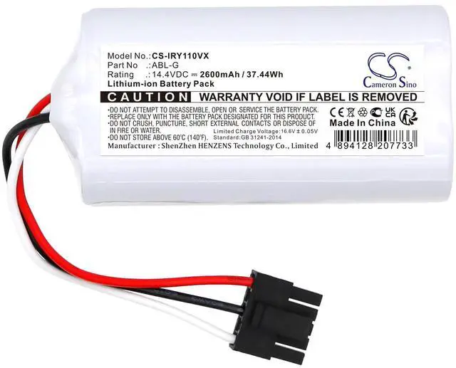 Alt view image 3 of 7 - Cameron Sino Battery for iRobot Roomba Combo Essential, Roomba Combo Essential Vacuum , Y011040 PN:iRobot ABL-G 2600mAh / 37.44Wh