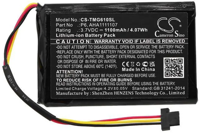 Alt view image 3 of 5 - 1100mAh Replace Battery for TomTom 4FA60, Go 610, Go Essential PN:TomTom AHA1111107, P6