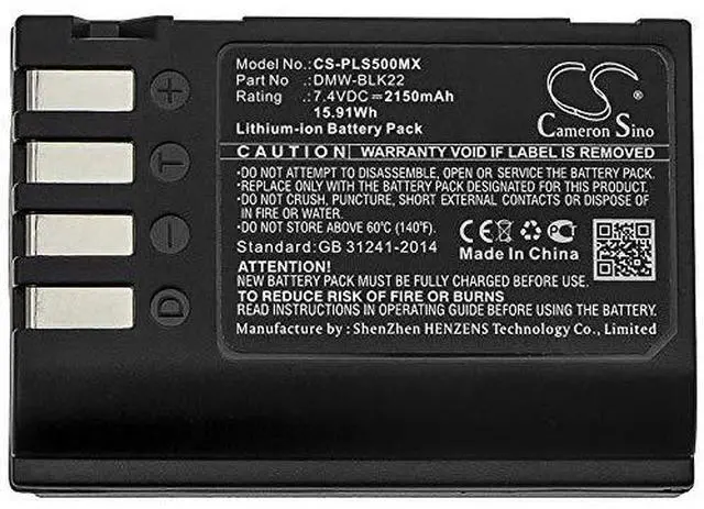 Alt view image 5 of 5 - Cameron Sino Battery for Panasonic Lumix DC-S5, Lumix DC-S5K, Lumix G9, Lumix GH5, Lumix GH5S PN:Panasonic DMW-BLK22 2150mAh / 15.91Wh