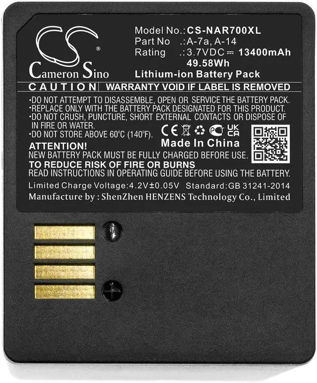 Alt view image 3 of 4 - 13400mAh / 49.58Wh Replace Battery for Arlo FB1001, Go 2, Pro 3, Pro 4, Ultra 2, VML2030 PN:Arlo A-14, A-7a