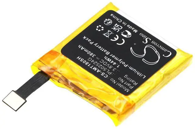 Alt view image 3 of 5 - Cameron Sino Battery for Amazfit A1801, A1807 Nexus, A1808, A1811, A1818, A1918, GTR47, T-rex Verge Lite, V010, Verge Lite PN:Amazfit PL502524G, PL502524V, PL512524G 380mAh / 1.44Wh