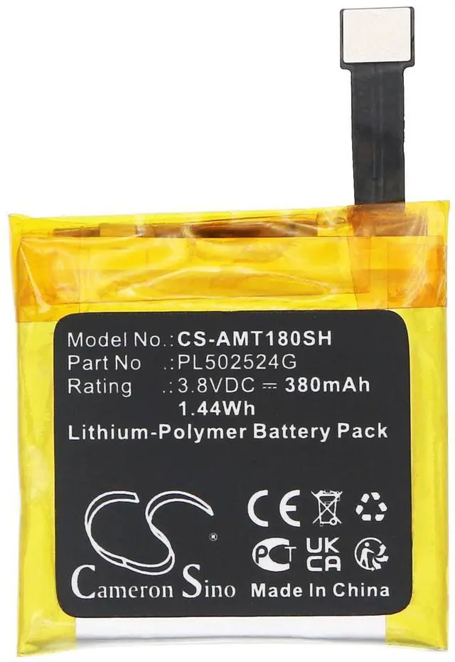 Alt view image 4 of 5 - Cameron Sino Battery for Amazfit A1801, A1807 Nexus, A1808, A1811, A1818, A1918, GTR47, T-rex Verge Lite, V010, Verge Lite PN:Amazfit PL502524G, PL502524V, PL512524G 380mAh / 1.44Wh