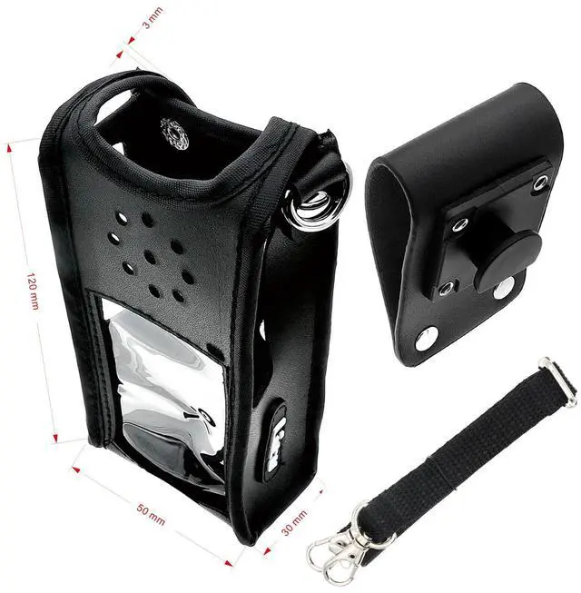 Alt view image 2 of 7 - Two-Way Radio Case Leather Case with 3" Fixed Loop D-Ring for Kenwood NX220, NX320