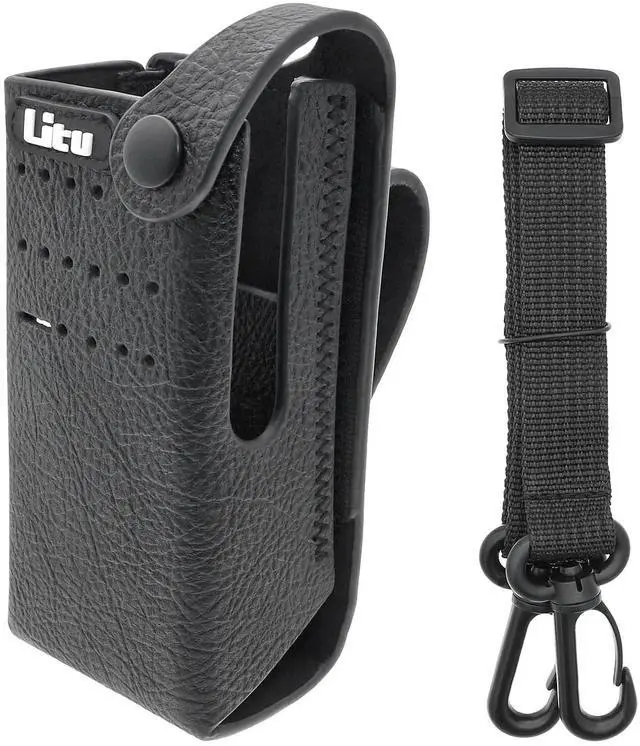 Alt view image 5 of 7 - Two-Way Radio Case Leather Case with 3" Fixed Loop D-Ring for Motorola DP2400, DP2400e PN:Motorola PMLN5864, PMLN5864A