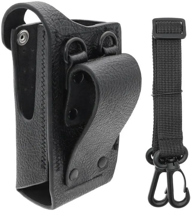 Alt view image 6 of 7 - Two-Way Radio Case Leather Case with 3" Fixed Loop D-Ring for Motorola DP2400, DP2400e PN:Motorola PMLN5864, PMLN5864A