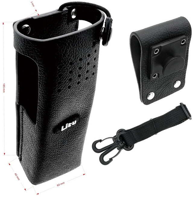 Alt view image 2 of 7 - Two-Way Radio Case Leather Case with 3" Fixed Loop D-Ring for Motorola R7, R7A