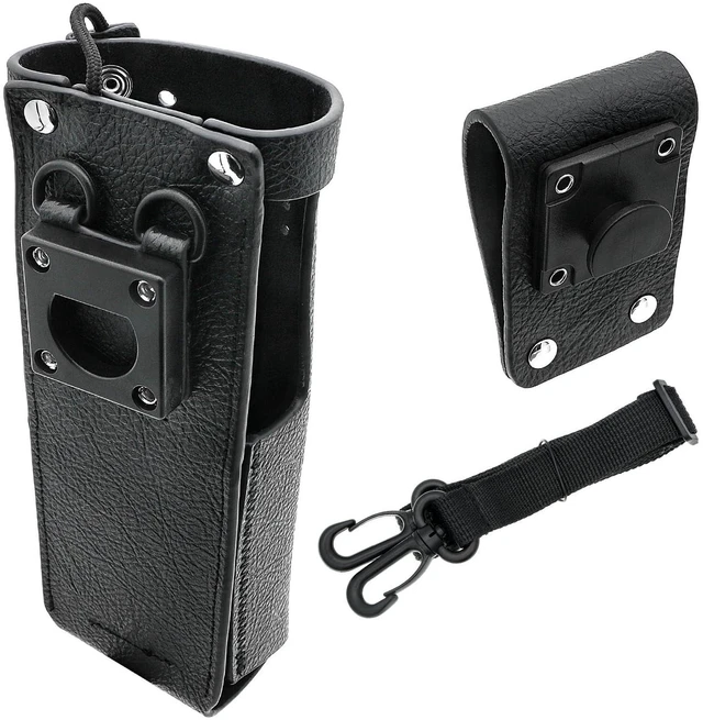 Alt view image 3 of 7 - Two-Way Radio Case Leather Case with 3" Fixed Loop D-Ring for Motorola R7, R7A