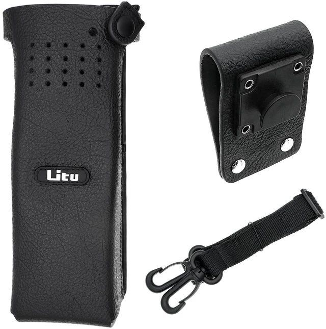 Alt view image 7 of 7 - Two-Way Radio Case Leather Case with 3" Fixed Loop D-Ring for Motorola R7, R7A