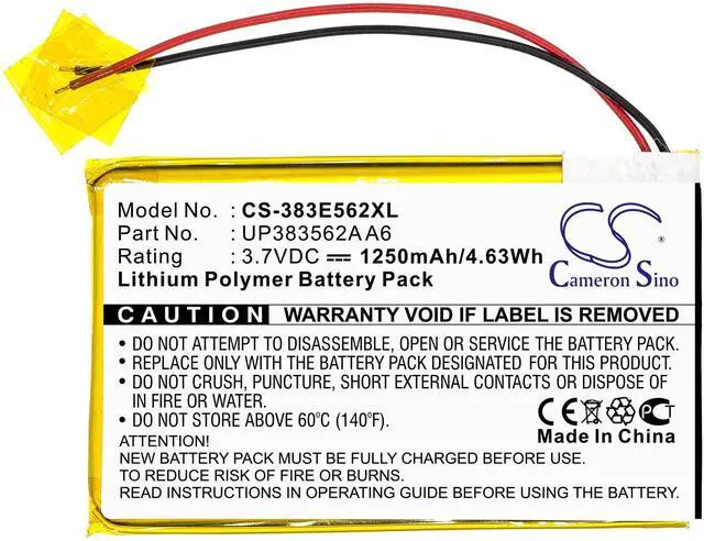 Alt view image 3 of 5 - Cameron Sino Battery for Palm Tungsten E PN:Palm UP383562A A6 1250mAh / 4.63Wh