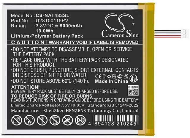 Alt view image 3 of 5 - Battery for ONN 100071483, Surf 8" 3rd PN:ONN U28100115PV 5000mAh / 19.0Wh