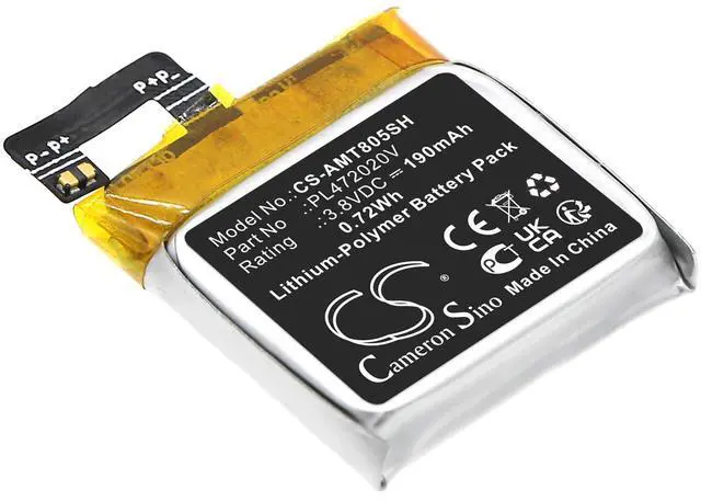 Main image of Cameron Sino Battery for Amazfit A1805 PN:Amazfit PL472020V 190mAh / 0.72Wh