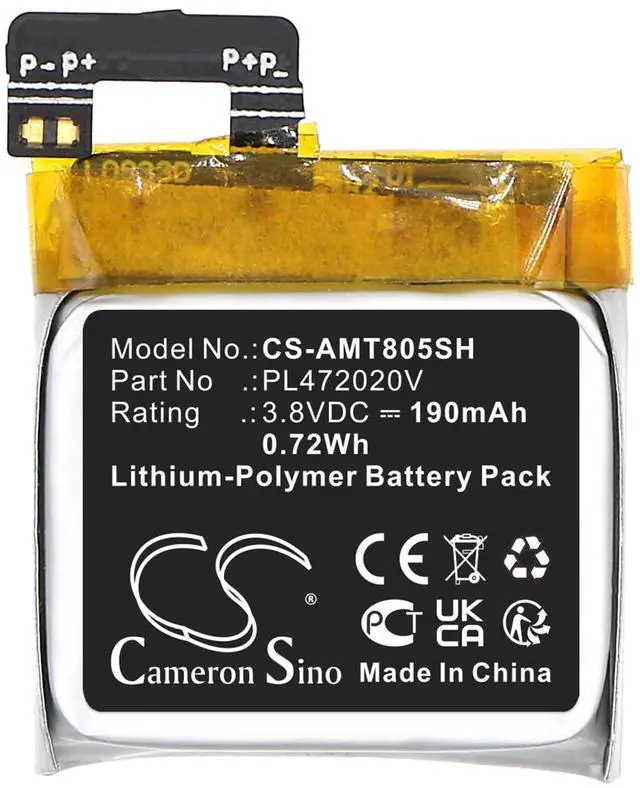 Alt view image 3 of 4 - Cameron Sino Battery for Amazfit A1805 PN:Amazfit PL472020V 190mAh / 0.72Wh