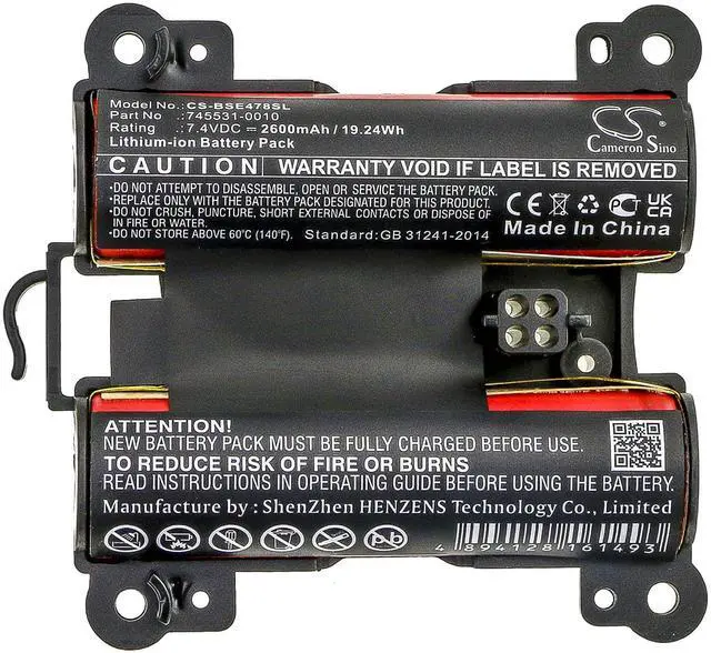 Alt view image 5 of 5 - Cameron Sino Battery for BOSE 071478, Soundlink Revolve Plus, Soundlink Revolve+ PN:BOSE 745531-0010 2600mAh / 19.24Wh