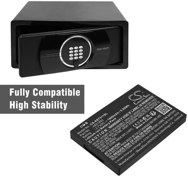 Alt view image 2 of 4 - Battery for ASSA ABLOY VingCard Elsafe, VOT1511L2R01 PN:ASSA ABLOY 4821593 1600mAh / 5.92Wh