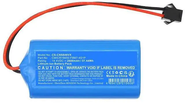 Alt view image 3 of 6 - Battery for 05846, Conga Eternal Laser Vital, Conga Eternal Max Vital, Conga Eternal Pet Vital PN: CMICR18650-F8M7-4S1P 2600mAh / 37.44Wh