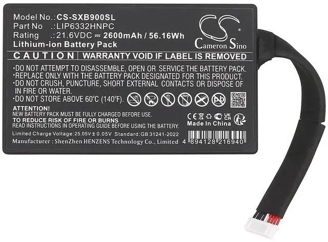 Alt view image 3 of 5 - Battery for Sony GTK-XB90 PN:Sony 1-853-679-11, LIP6332HNPC 2600mAh / 56.16Wh