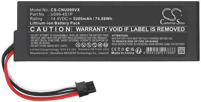Alt view image 5 of 5 - Battery for CECOTEC Conga 8090, Conga 8090 Ultra, Conga 8090 Ultra T, Conga 8090 Ultra X, Conga 9090, Conga 9090 Ai PN:CECOTEC U099-4S1P, U099-4S2P 5200mAh / 74.88Wh