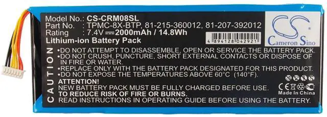 Main image of Cameron Sino Battery for Crestron 6502269, TPMC-8X, TPMC-8X WiFi PN:Crestron 81-207-392012, 81-215-360012, TPMC-8X-BTP 2000mAh