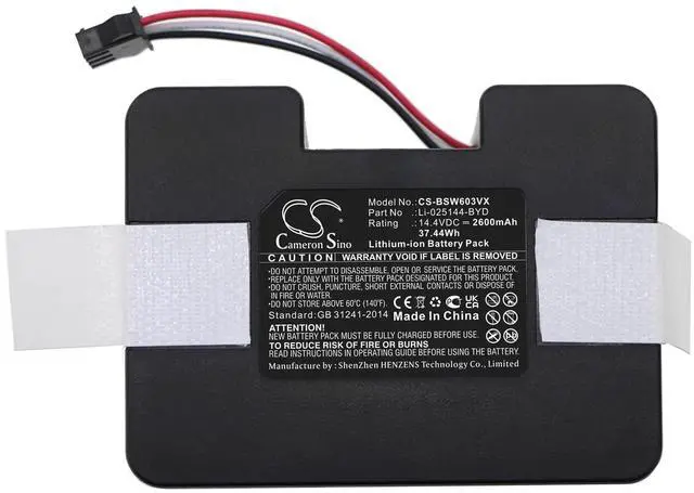 Alt view image 3 of 5 - Cameron Sino Battery for Bobsweep SW603001 PN:Bobsweep Li-025144-BYD 2600mAh / 37.44Wh