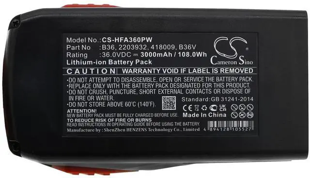 Alt view image 5 of 5 - 3000mAh / 108.0Wh Replacement Battery for TE6-A Li, TE6-A36, WSR36-A PN: 2203932, 418009, B36, B36V