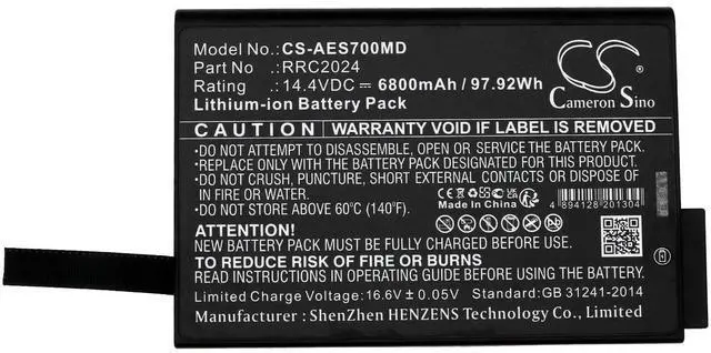 Alt view image 3 of 5 - Battery for RESPIRATOR VG60, RESPIRATOR VG70 PN: JW-Y4S3P-6.6, RRC2024 6800mAh / 97.92Wh