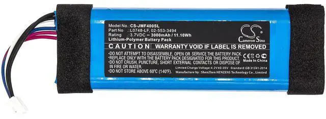 Alt view image 3 of 5 - Replacement Battery for JBL Flip 3 SE, Flip 3 Stealth Edition, Flip Essential PN:JBL 02-553-3494, L0748-LF 3000mAh / 11.10Wh