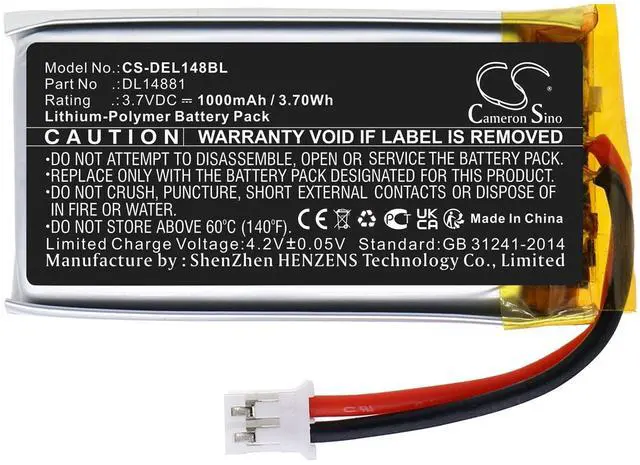Main image of Cameron Sino Battery for DELI 14951w PN:DELI DL14881 1000mAh / 3.70Wh