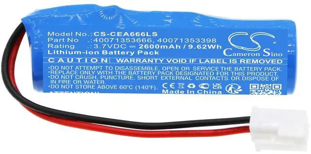 Alt view image 3 of 5 - Cameron Sino Battery for EATON 40071353666, EURO X LED AT, GUIDELED, GUIDELED EURO X LED AT PN:EATON 2600mAh / 9.62Wh