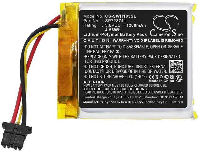 Alt view image 3 of 5 - Cameron Sino Battery for Sony WH-1000XM5 Charging Case PN:Sony SP723741 1200mAh / 4.56Wh