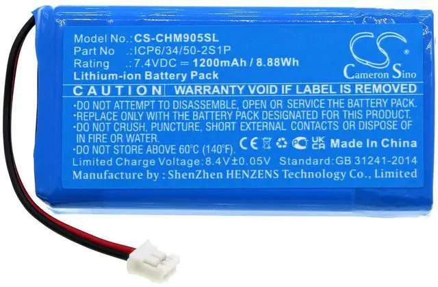 Alt view image 3 of 5 - Cameron Sino Battery for Chord MOJO Headphone Amplifier PN:Chord ICP6/34/50-2S1P 1200mAh / 8.88Wh