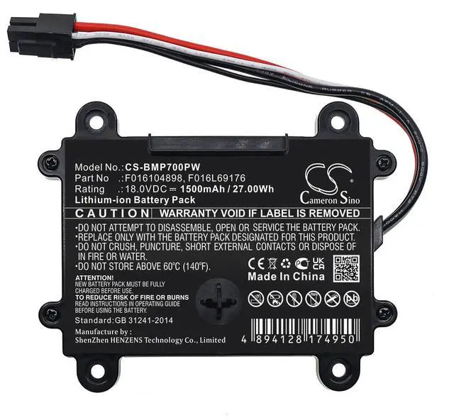 Alt view image 3 of 5 - Cameron Sino Battery for Bosch Indego 350, Indego 400, Indego M 700, Indego M plus 700, Indego S+ 350, Indego S+ 400 1500mAh