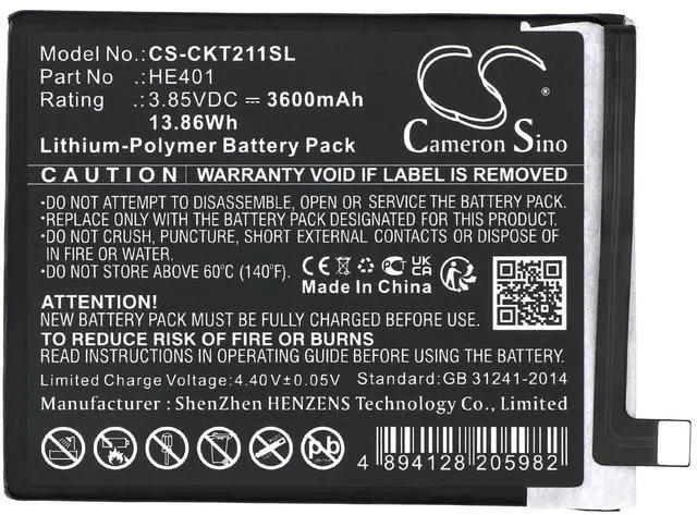 Alt view image 3 of 4 - Cameron Sino Battery for EC211002, EC211003, Icon 3, Splendor PN: HE401 3600mAh / 13.86Wh