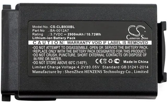 Alt view image 5 of 5 - Cameron Sino Battery for CipherLAB 9300, 9400, 9600, CPT 9300, CPT 9400, CPT 9600 PN:CipherLAB BA-0012A7 2900mAh / 10.73Wh
