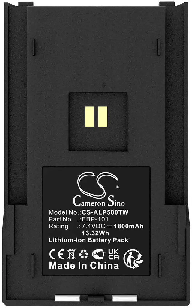 Alt view image 5 of 5 - Battery for Alinco DJ-PAX4, DJ-VX10, DJ-VX46, DJ-VX50, DJ-VX50HE, DJ-VX50T, DJ-W18, DJ-W58 PN:Alinco EBP-101 1800mAh / 13.32Wh