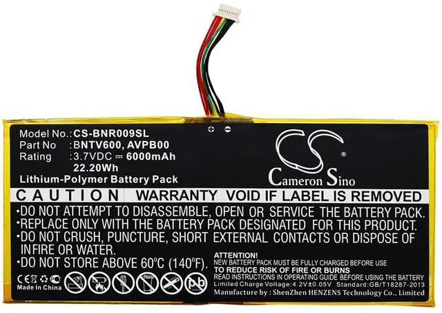 Main image of Cameron Sino Battery for Barnes & Noble BNTV600, Nook HD+ Plus, NOOK HD+9, Ovation 6000mAh
