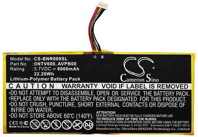 Alt view image 5 of 5 - Replacement Battery for BNTV600, Nook HD+ Plus, NOOK HD+9, Ovation PN: AVPB00, AVPB002-A110-01, BNTV600, GB-S02-308594-0100 6000mAh / 22.20Wh