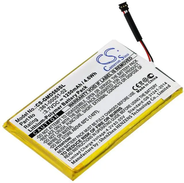 Main image of Replacement Battery for Dezl 560LMT, Dezl 560LT, Dezl 650LM, nuvi 52LM 5'', SAT NAV PN: 361-00051-02 1250mAh / 4.63Wh