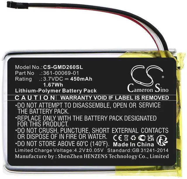 Alt view image 3 of 5 - Cameron Sino Battery for Garmin 010-02608-10, Delta SE Dog Training Collar R, O2ADNH02 PN:Garmin 361-00069-01 450mAh / 1.67Wh
