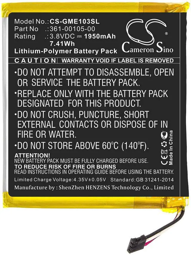 Alt view image 3 of 5 - Cameron Sino Battery for Edge 1030 PN: 361-00105-00 1950mAh / 7.41Wh