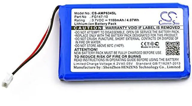 Alt view image 3 of 4 - Cameron Sino Battery for AMX Mio Modero remote controls, RS634 PN:AMX 54-0148-SA, FG147-10, MIO-RBP 1100mAh / 4.07Wh