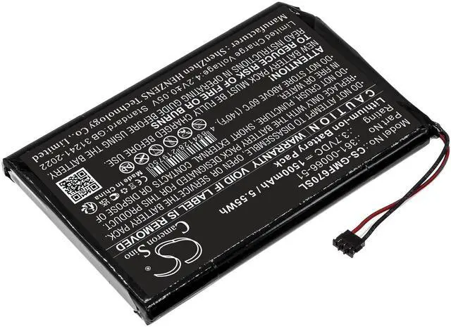 Alt view image 2 of 5 - Battery for Garmin Fleet 670 LM TRUCK PN:Garmin 361-00066-51 1500mAh / 5.55Wh