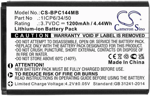 Alt view image 2 of 4 - Cameron Sino Battery for Babymoov Touch Screen A014407 PN:Babymoov 1ICP6/34/50 1200mAh / 4.44Wh
