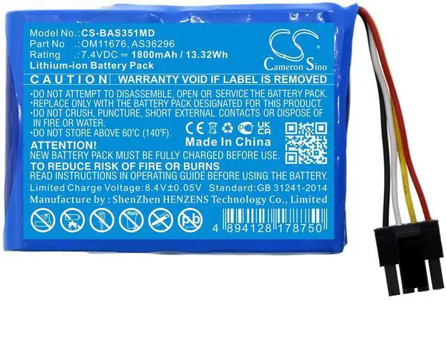 Alt view image 3 of 5 - Cameron Sino Battery for Baxter Healthcare 35702, 35724, 41049, Spectrum Infusion Pump (35702 , Spectrum Infusion Pump Insert 1800mAh