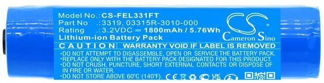 Main image of Cameron Sino Battery for Pelican 3315R, 3315R-RA PN:Pelican 03315R-3010-000, 03315R-6000-56, 3319 1800mAh / 5.76Wh
