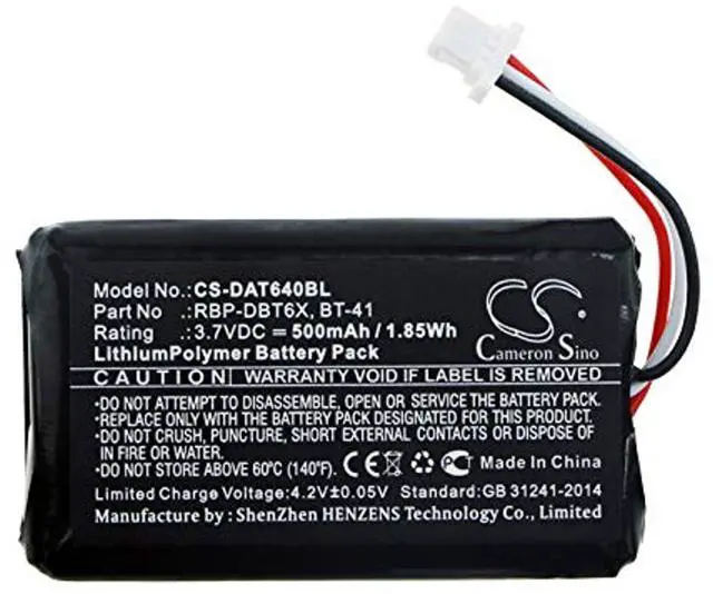 Main image of Cameron Sino Battery for Datalogic RBP-6400, RIDA DBT6400 PN:Datalogic 128004100, BT-41, RBP-DBT6X 500mAh / 1.85Wh