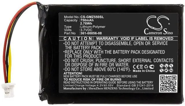 Main image of Cameron Sino Battery for Garmin DriveSmart 5, DriveSmart 55, DriveSmart 65 PN:Garmin 361-00056-08 750mAh / 2.78Wh