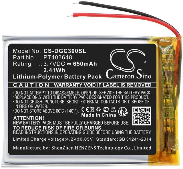 Alt view image 3 of 4 - Cameron Sino Battery for DENON AH-GC30 PN:DENON PT403648 650mAh / 2.41Wh