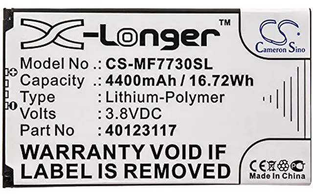 Alt view image 3 of 3 - Replacement Battery for Inseego 5G, Jetpack 4G LTE, Jetpack 8800L, Jetpack MiFi 7730L, MiFi 7730L, MiFi 8800L, MiFi M1000 PN: 40123117 4400mAh / 16.72Wh