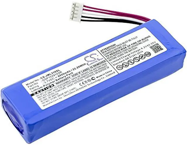 Alt view image 3 of 4 - Cameron Sino Battery for JBL Charge 2, Charge 2 Plus, Charge 2+, Charge 3 2015, Charge 3 2015 Version PN:JBL GSP1029102R, P763098 6000mAh / 22.20Wh